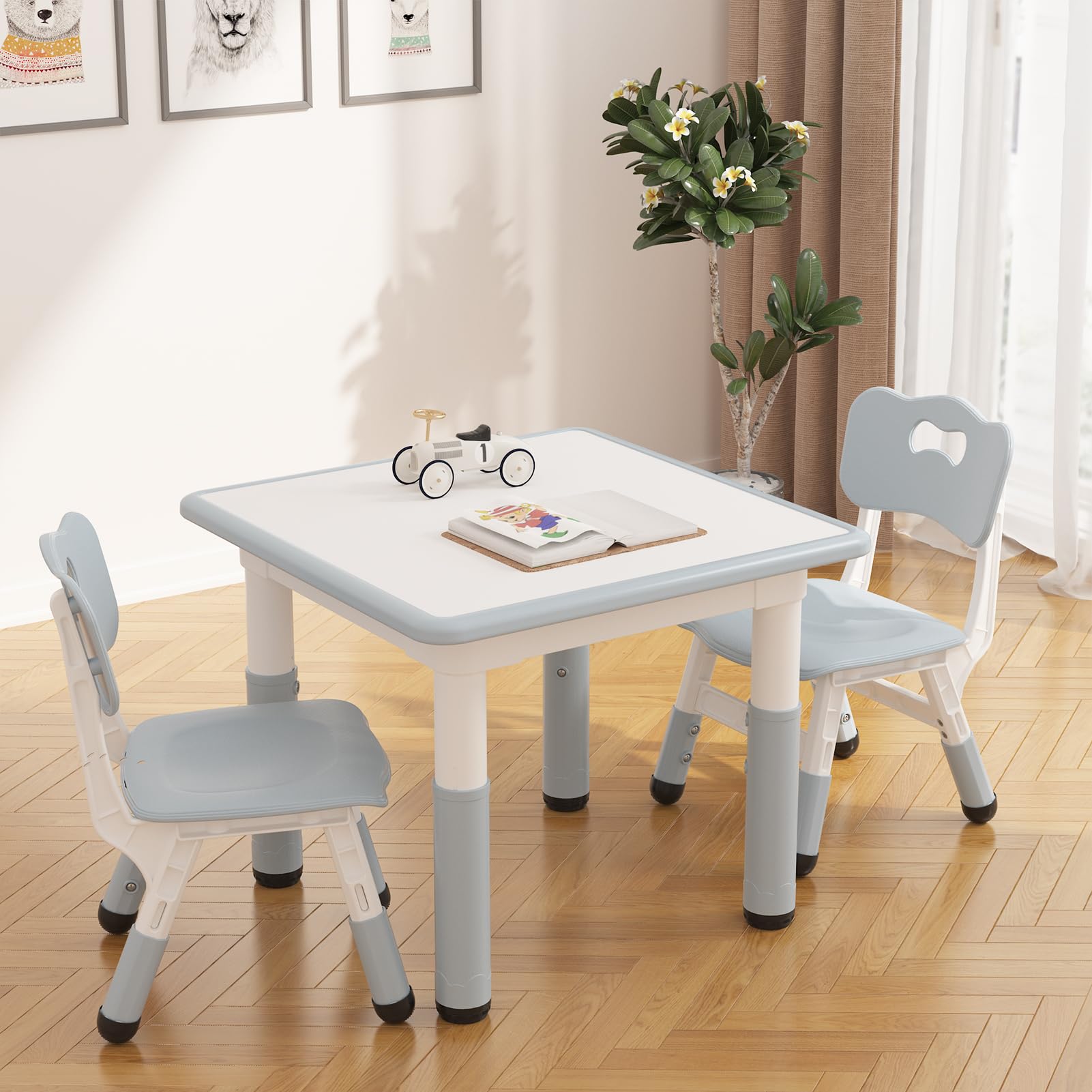 GARVEE Grey Height Adjustable Toddler Table Set - Perfect for Creative Kids