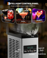 Garvee Commercial Slushy Machine 15L, Stainless Steel Smoothie Frozen Drink Maker with Self-Cleaning Mode, 450W Frozen Drink Machine, Maker Smoothie Machine for Home Party Restaurants Cafe Bars