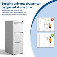 Garvee 3-Drawer File Cabinet with Lock, Heavy Duty Vertical Filing Cabinets for Home Office, Secure Locking Metal Steel Storage Cabinet for Letter/Legal Size File, Assembly Required, White