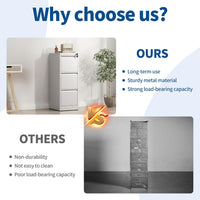 Garvee 3-Drawer File Cabinet with Lock, Heavy Duty Vertical Filing Cabinets for Home Office, Secure Locking Metal Steel Storage Cabinet for Letter/Legal Size File, Assembly Required, White