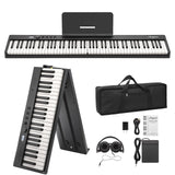 Garvee Folding Piano Keyboard,Portable Piano Keyboard 88 Keys for Beginner,Full Size Digital Piano with Sustain Pedal,Headphones, Handbag, Bluetooth, USB MIDI for Beginner,Kids,Adult - Black Without Stand