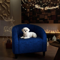 Garvee Accent Chair Armchair for Living Room Barrel Club Chair with Soft Padded Seat & Sturdy Legs for Bedroom Waiting Room Reception Chairs, Navy Blue