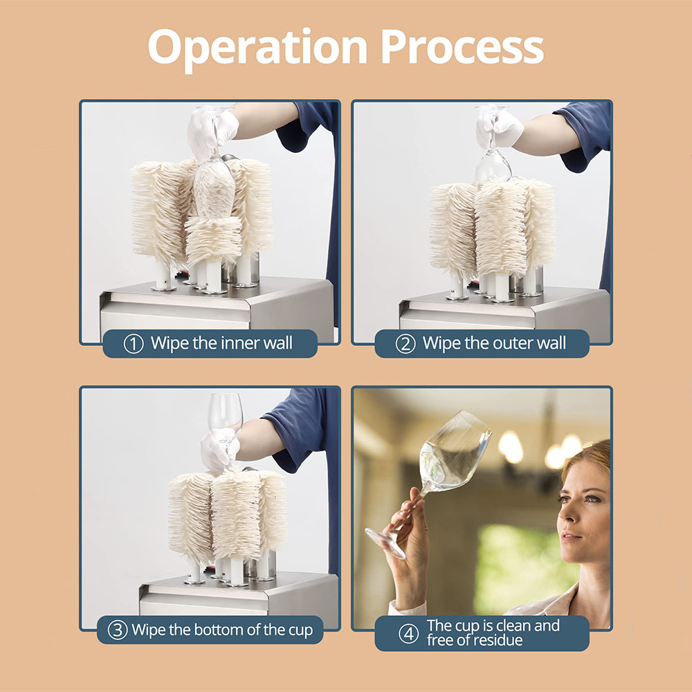 Garvee Commercial Glass Polisher, Electric Wine Glass Washer, 5 Polishing Cloths, Stainless Steel, for Bars, Restaurants, Hotels, Kitchens, Wineries Kitchen,Winery