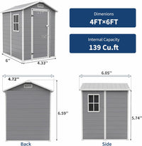 Garvee Durable Waterproof Resin Outdoor Storage Outdoor Storage with Floor – 4x6 FT, Window, Sloped Roof, Lockable Door, Easy Assembly – Perfect for Patio, Backyard, Lawn Mower, Bike & Tool Storage – Light Gray