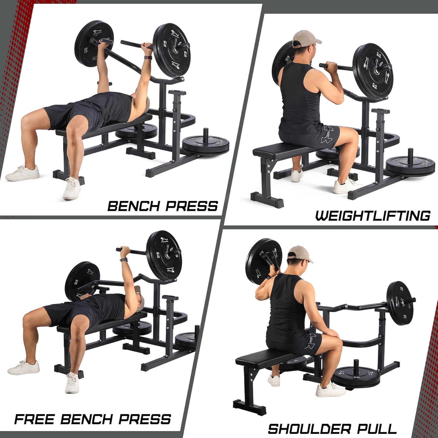 GARVEE Chest Press Machine with Adjustable Flat Bench - Versatile Home Gym Bench Press Rack with Independent Converging Arms and Heavy-Duty Steel Frame