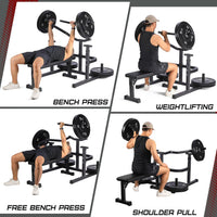 GARVEE Chest Press Machine with Adjustable Flat Bench - Versatile Home Gym Bench Press Rack with Independent Converging Arms and Heavy-Duty Steel Frame