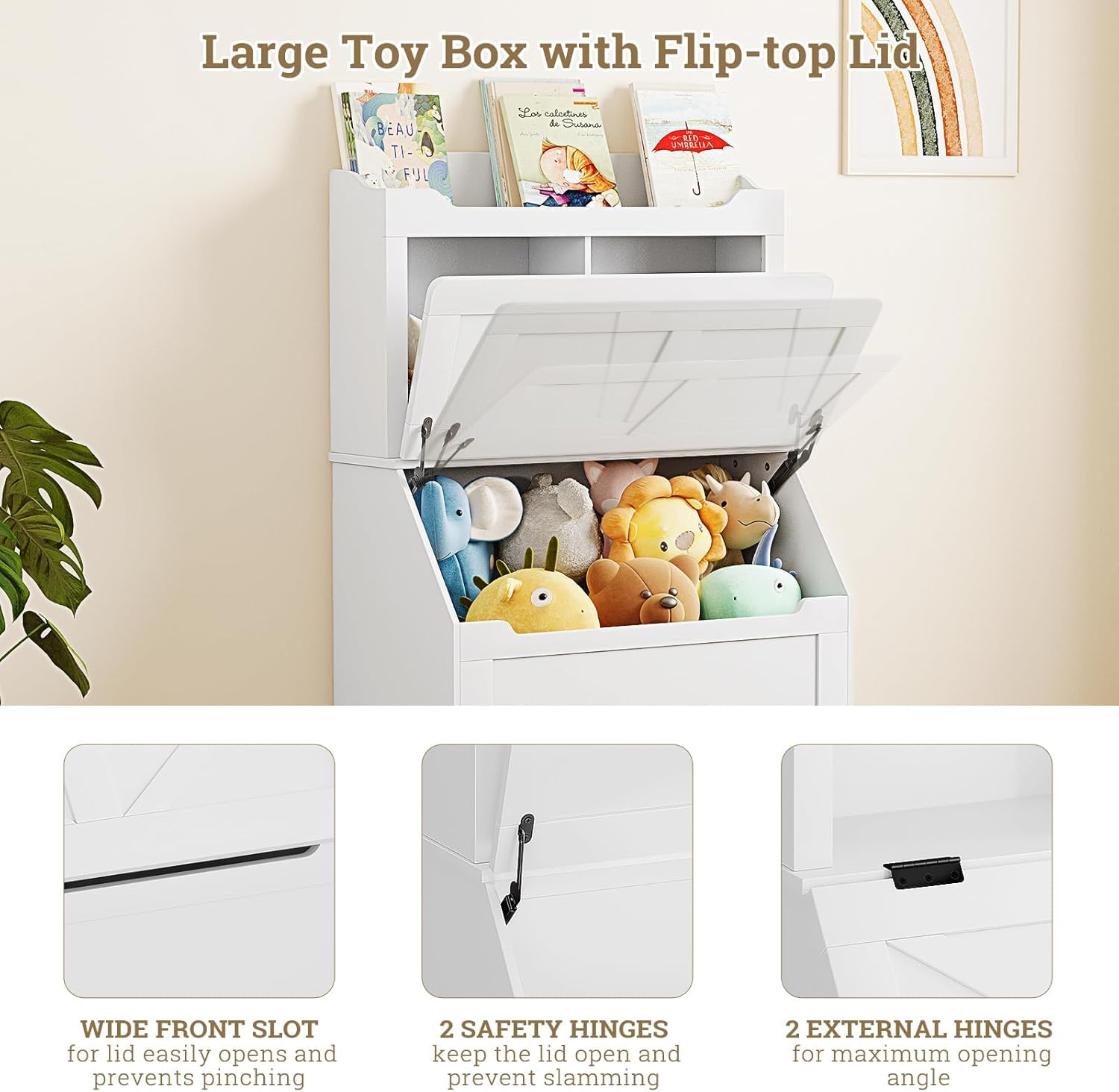 GARVEE GAOMON Kids Bookshelf, Toy Storage Organizer with FlipTop Lid