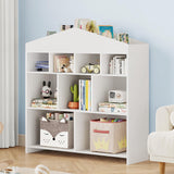 Garvee Toy Storage Organizer 9-Cubby Kids Bookshelf 40.7in Width White Bookcase Toddlers Playhouse Cabinet Shelf for Boys Girls Wooden Cubby Storage Toy Shelf for Playroom, Nursery, Kids Room - White