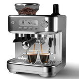 GARVEE 15-Bar All-in-One Espresso Machine with Built-In Grinder - Professional Coffee and Espresso Maker for Cappuccino and Latte, Semi-Automatic with 77 Oz Removable Water Tank, Silver - Grey - 15bar