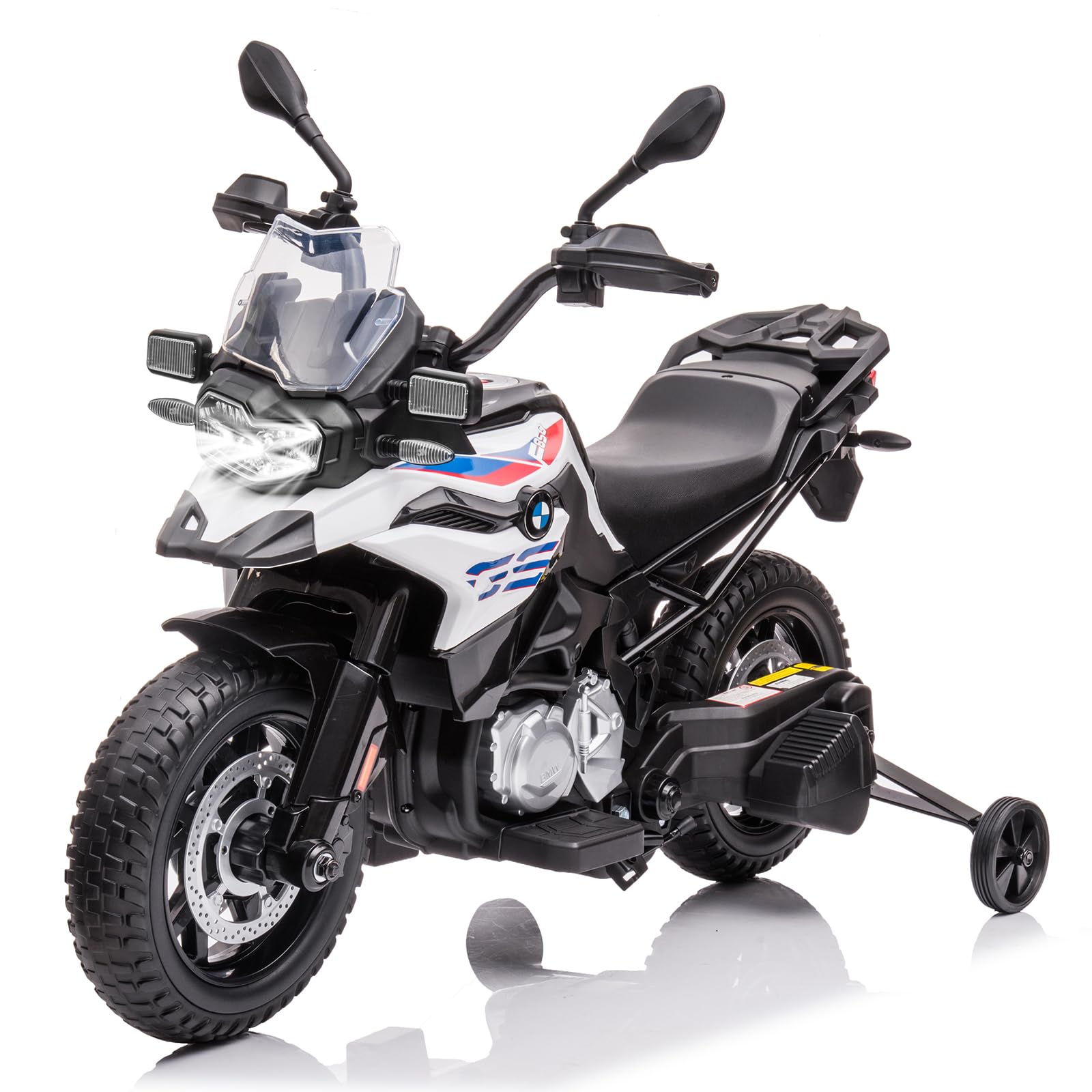 Ride P Series 12V 7AH Motorcycle + Licensed BMW + High Low Speed EVA Tire + LED Headlights Spring Suspension + Music Storage +