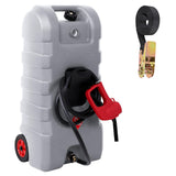 Garvee Fuel Caddy, 15 Gallon Portable Gas Fuel Tank Container with LE Fluid Transfer Siphon Pump and 10ft. Delivery Hose, Diesel Storage Can On-Wheels for Cars, Lawn Mowers, ATVs, Boats, Gray - Grey