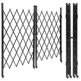 Garvee Double Folding Steel Security Gate, 85" H x 150" W, 360° Rolling Casters, Padlock Hasp, Black Powder Finish, Home & Industrial Use - black