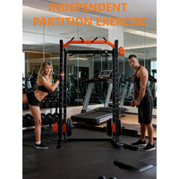 Garvee Power Cage Power Rack with Dual Pulley System Multi-Function Squat Rack with Cable Crossover Home Gym Black
