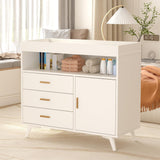 Garvee Nursery Dresser with Baby Changing Table,Diaper Changing Tables with 3-Drawer & Shelves, Baby Dresser with Changing Table Top, Dresser for Nursery, Wood Diaper Changing Station