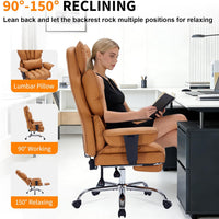 Garvee Big and Tall Computer Gaming Desk Chair, 400 LBS Capacity, Ergonomic High-Back Executive Office Chair with Footrest, Padded Adjustable Armrest, for Heavy People, Long Hours, Brown