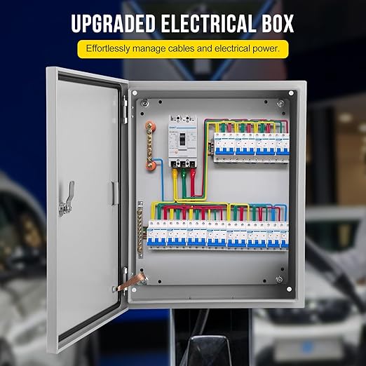 Garvee Junction Box, Steel Electrical Box 20x16x8", NEMA 4X Electrical Enclosure Box IP66 Waterproof & Dustproof, Universal Electrical Project Box with Lock & Mounting Plate