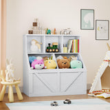 Garvee Toy Storage Organizer for Kids, Toy Storage Cabinet with Toy Shelf, Boys Girls Toddler Bookshelf Toy Organizer, Kids Bookshelf and Toy Storage for Playroom, Bedroom, Nursery, Classroom, Daycare - Vintage White