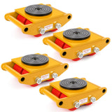 Garvee Industrial Machinery Dolly 6 Ton Capacity Heavy Duty Carbon Steel 360° Rotation Anti-Skid Cover 4 PU Wheels for Workshops Warehouses - Yellow