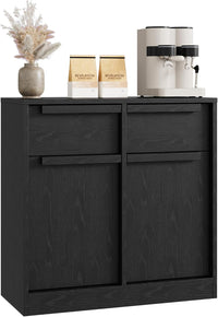 Garvee 31.5" Sideboard Buffet Cabinet with 2 Doors and 2 Drawers for Dining Room, Black