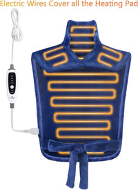 Garvee Heating Pad for Neck and Shoulders Back Pain Relief, Electric Weighted Heating Pads with Auto Shut Off Large, Full Body Back Heat Pad Fast Heating, 4 Temperature Settings (Navy Blue, 33"x22")