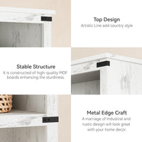 Garvee 3 Tier Bookcase, Farmhouse Book Shelf with Storage Open Display Bookshelves, 43.3" Low Book Case Wooden 3 Shelf Bookcase Home Decor Furniture for Home Office, Living Room, Bed Room - White