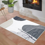 Garvee Washable Rugs 4x6 Rug for Living Room Entryway Aesthetic Modern Rug Low Pile Bedroom Rugs Artistic Rug Floor Mat Non Slip Area Rugs Soft Faux Wool Throw Rugs for Office Classroom, Grey/Taupe - Gray
