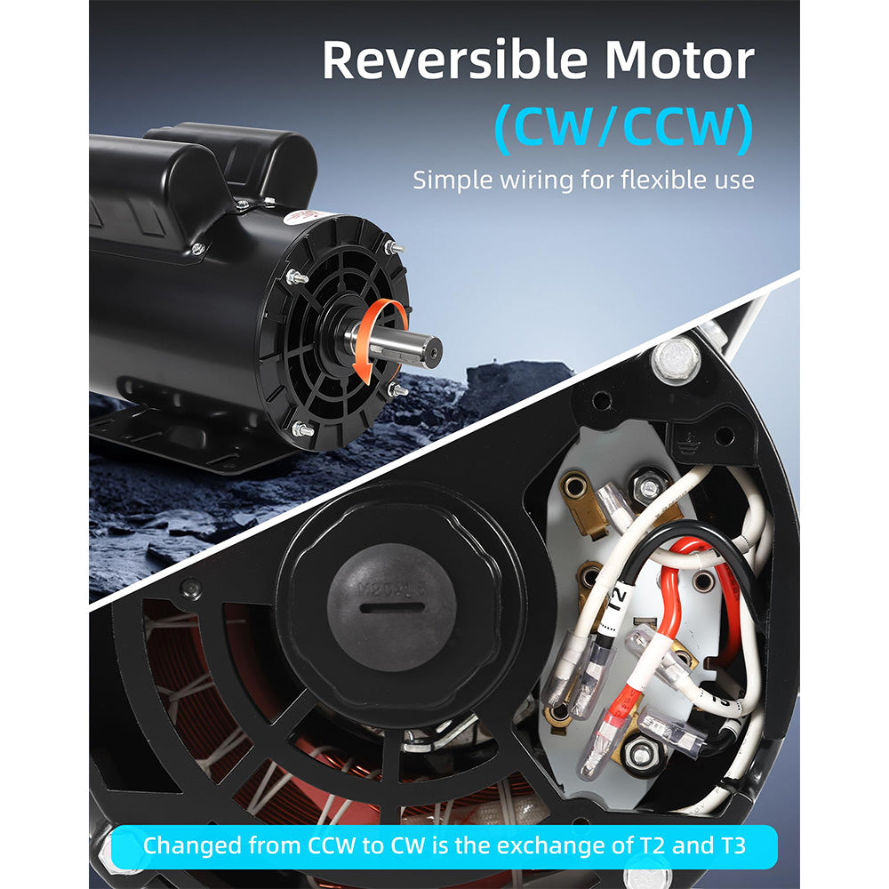 Garvee 5HP Air Compressor Motor 56C Frame Dual Rotation Steel Shell 230V for Pumps & Machinery