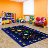 Garvee Kids Rug - 5x7 Educational Alphabet Play Mat, Soft Area Rug for Bedroom, Nursery, Classroom, Playroom, Toddlers, and Children’s Play Spaces - Navy Blue(Deep Letter Starry Sky)