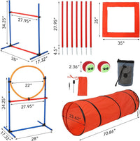 Garvee Dog Agile Course Backyard Set - Complete Obstacle Kit with Adjustable Hurdles & Tunnel - Durable ABS & Tear-Resistant Fabric - Portable Storage Bags - Indoor & Outdoor Training