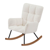 Garvee Modern Rocking Chair High Backrest Armrests Ergonomic Lounge Recliner Chair Living Room Bedroom Beige Without Soft Seat - Beige