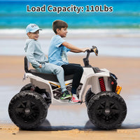 Garvee Ride - P Series: 24V 2-Seater Ride On ATV for Kids - 4-Wheel Battery Powered, High/Low Speed Modes, LED Lights, Music & Horn, Durable Wear-Resistant Wheels, Safe Non-Toxic Material, Outdoor Adventure - White