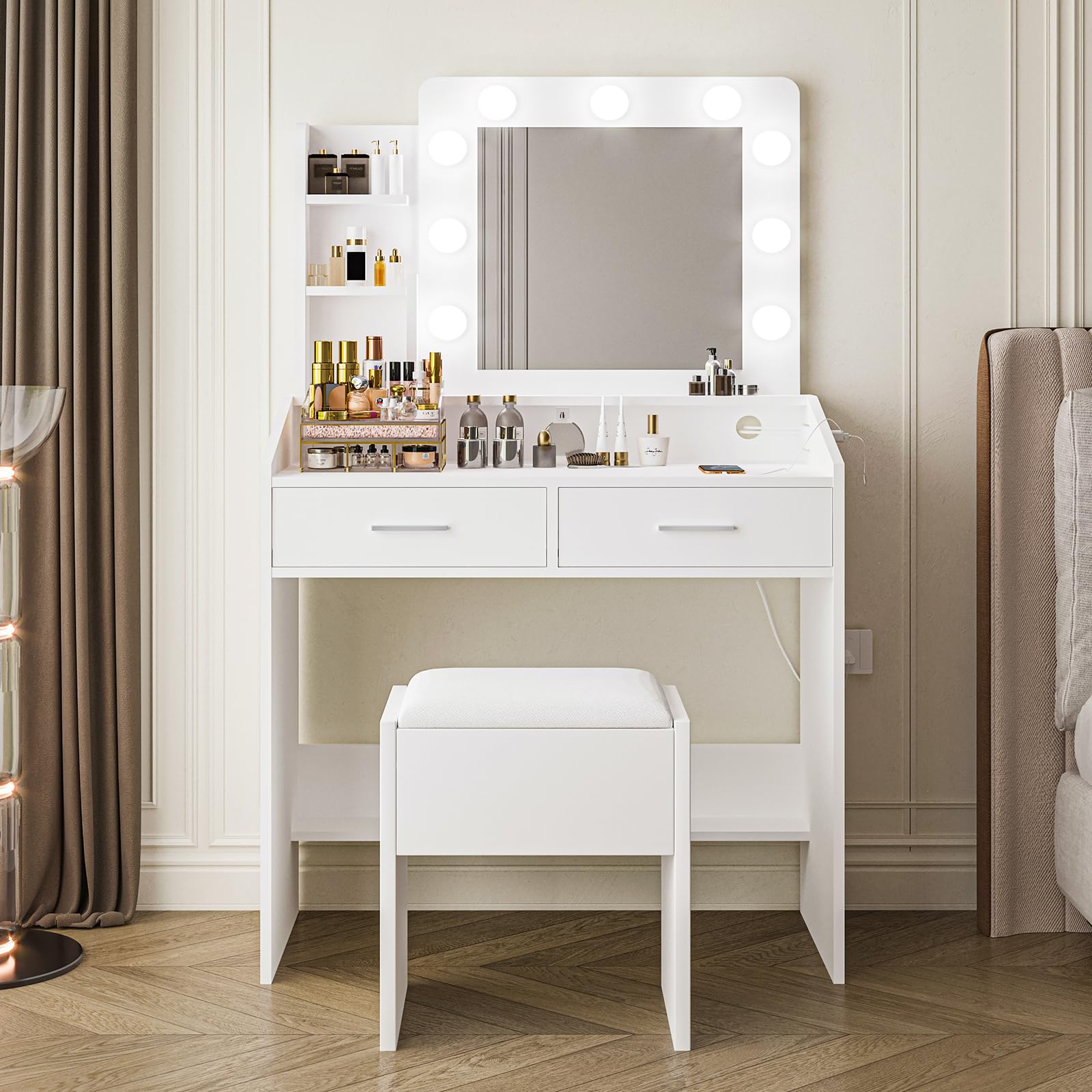 white vanity dresser Garvee Vanity Desk