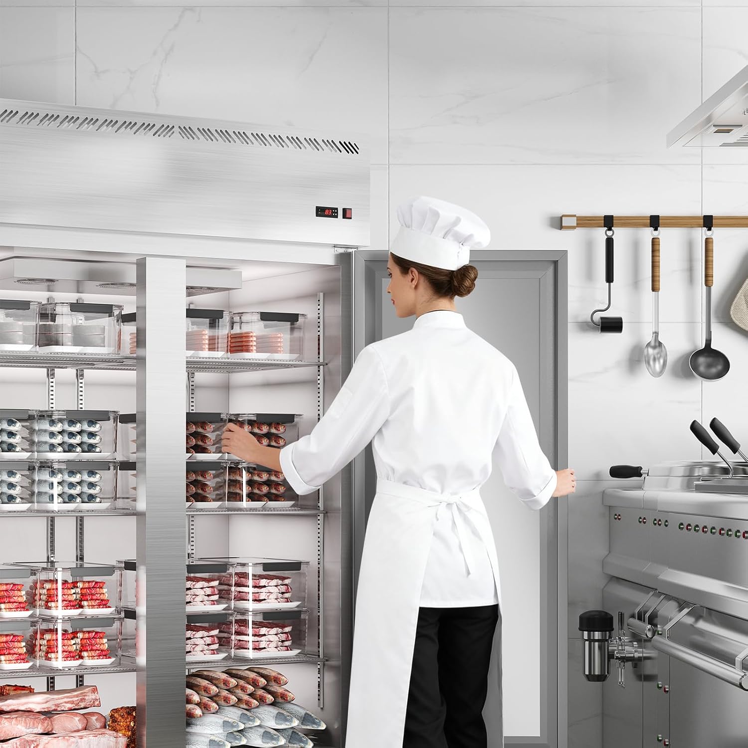 Garvee 48" W Commercial Refrigerator 33-41°F,Reach-in 36 Cu.ft 2 Door Stainless Steel Commercial Refrigerator Fan Cooling,6 Adjustable Shelves, Auto Defrost, for Restaurant,Bar,Kitchen,Shop