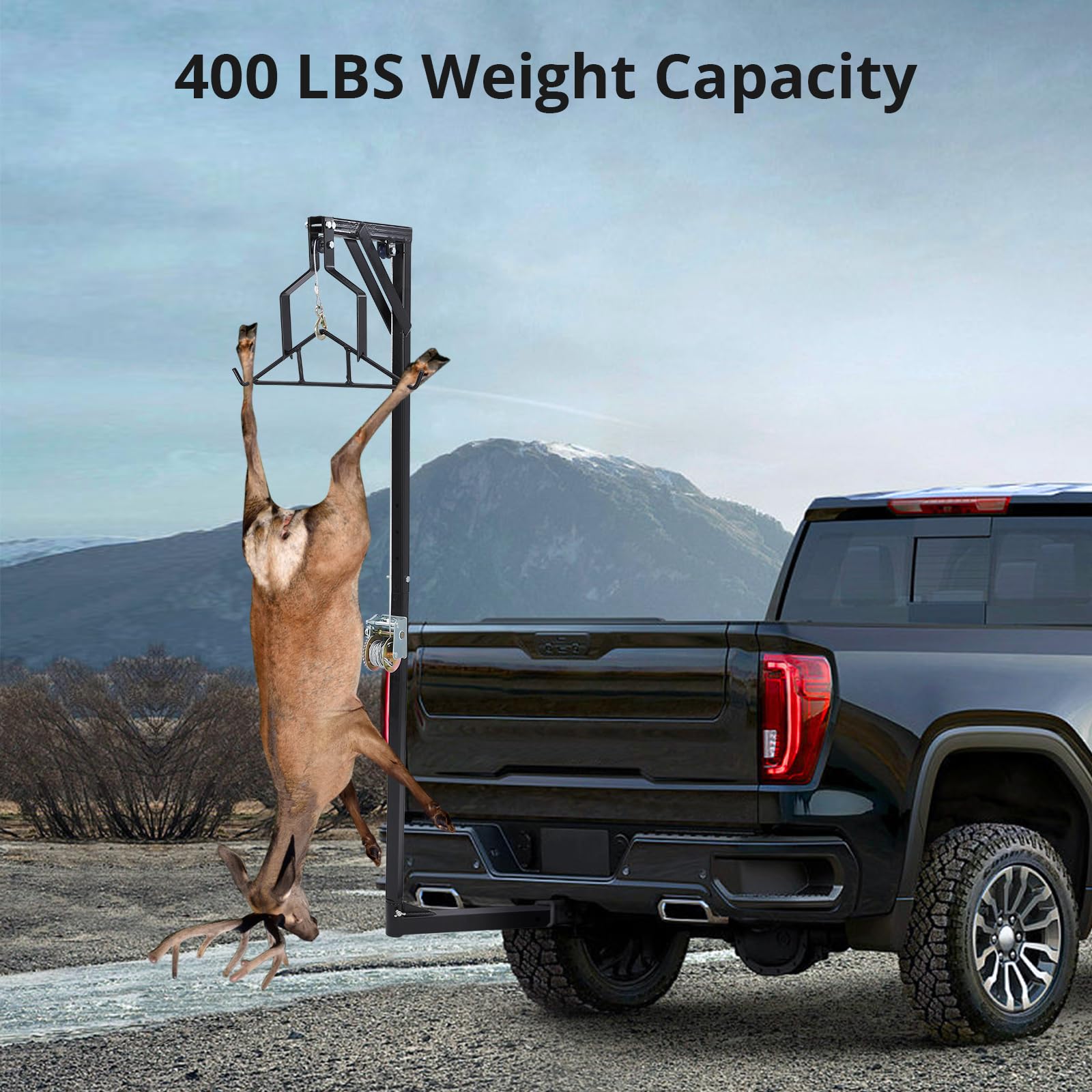Truck Hitch Deer Hoist with Winch, 400 LBS Capacity