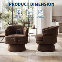 Garvee 360° Swivel Barrel Accent Chair with Lumbar Pillow, Soft Upholstered Single Armchair, Round Base for Living Room/Bedroom/Vanity - With lumbar pillow | velvet | coffee color