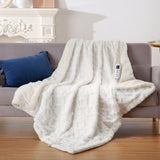Garvee Electric Heated Blanket Full Size, 72"x84" Soft Tufted Heating Blanket, Machine Washable Sherpa Electric Blanket with 10 Time Settings and 10 Fast Heating Levels, Beige - Off-white