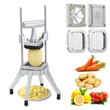 Garvee Commercial Vegetable Fruit Chopper with 4 Stainless Steel Blades (1/4", 3/8", 1/2" & 6-Wedge Slicer), Heavy Duty French Fry Cutter Manual Dicer Slicer for Potato, Tomato, Onion and Cucumber - Silver