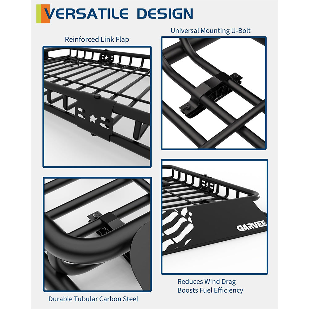 Garvee 84" x 39" x 6" Universal Roof Rack Basket, Heavy Duty Cargo Carrier for SUVs, Trucks, Vehicles, Black
