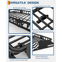 Garvee 84" x 39" x 6" Universal Roof Rack Basket, Heavy Duty Cargo Carrier for SUVs, Trucks, Vehicles, Black