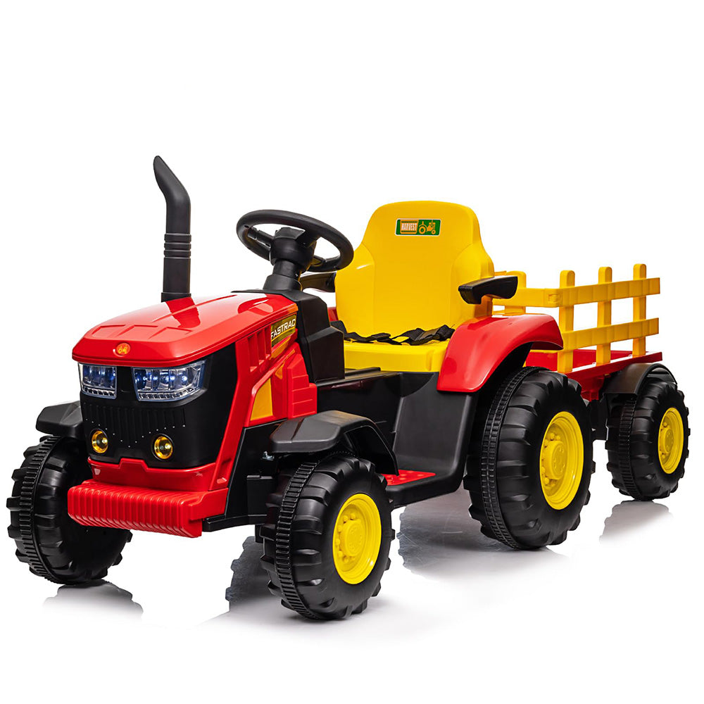 Garvee Ride - P Series: 12V Remote Control Tractor for Kids with 7-LED & Safety Belt - Red