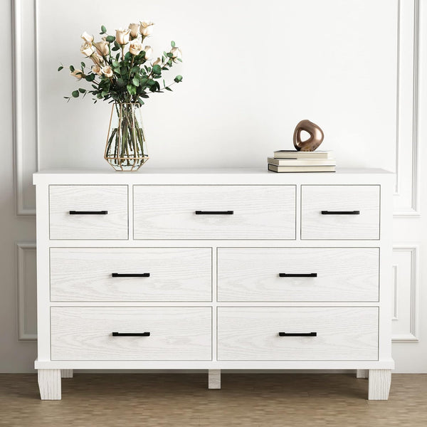 Garvee 7-Drawer White Dresser