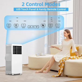 Garvee 8,000 BTUs Portable Air Conditioner Whisper-Quiet Sleep Mode, Fast Cooling, Easy Mobility with 360° Casters, and Simple Installation for Rooms up to 350 sq.ft