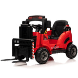 Garvee Ride - P Series: 12V Electric Forklift Ride-On: Liftable Fork, Remote, Music, Realistic Design, 66lb Load, for 3-7 Years - Red - Red