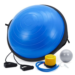 Garvee 23 In Balance Ball with Nonslip Base for Stability and Strength Training, Blue, Includes 2 Bands, Pump, Extra Ball - Blue