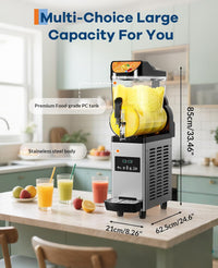 Garvee Commercial Slushy Machine 15L, Stainless Steel Smoothie Frozen Drink Maker with Self-Cleaning Mode, 450W Frozen Drink Machine, Maker Smoothie Machine for Home Party Restaurants Cafe Bars
