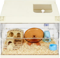 Garvee Acrylic Hamster Cage Starter Kit for Guinea Pigs, Rats, Chinchillas, Hedgehogs, Gerbils, Mice - Chew-Proof Habitat with Platform, Wheel, Water Bottle, Hideout & Bowl - 45.2×31.4×44.1cm