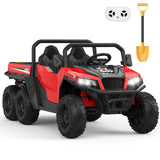 Garvee Ride - P Series: 24V 4WD Electric Ride On Dump Truck with Remote Control, 2-Seater, Music Player, LED Lights, Key Start Safety System, Durable Plastic, Off-Road Kids Toy for Ages 3+ - Red - Red