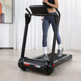Garvee 4.0Hp Folding Treadmill for Home Office, Portable Treadmill with 14.5" Led Display & Detection, 0.6-8.7MPH Max 400Lbs Walking Jogging Running Exercise Machine for Office Apartment Exercise - Gray
