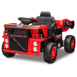 Garvee Ride - P Series: 12V Ride On Construction Vehicle for Kids With Remote Control, Electric Dump Bed,Shovel,Music Player, and Four Wheel Shock Absorption for Kids 3+(Red) - Red