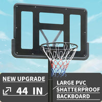 Portable Basketball Hoop Quickly Height Adjusted 6.6ft - 10ft Outdoor/Indoor Basketball Goal System with 44 inch Shatterproof Backboard and Wheels for Adults